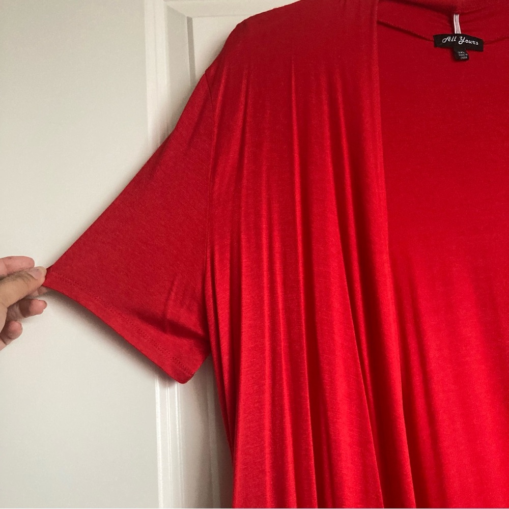 Red cardigan